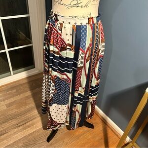 Zara Colorful scarf pattern pleated maxi Skirt